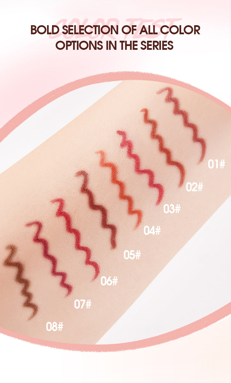 Color swatches of red wavy lines on a beige background with text indicating color options.