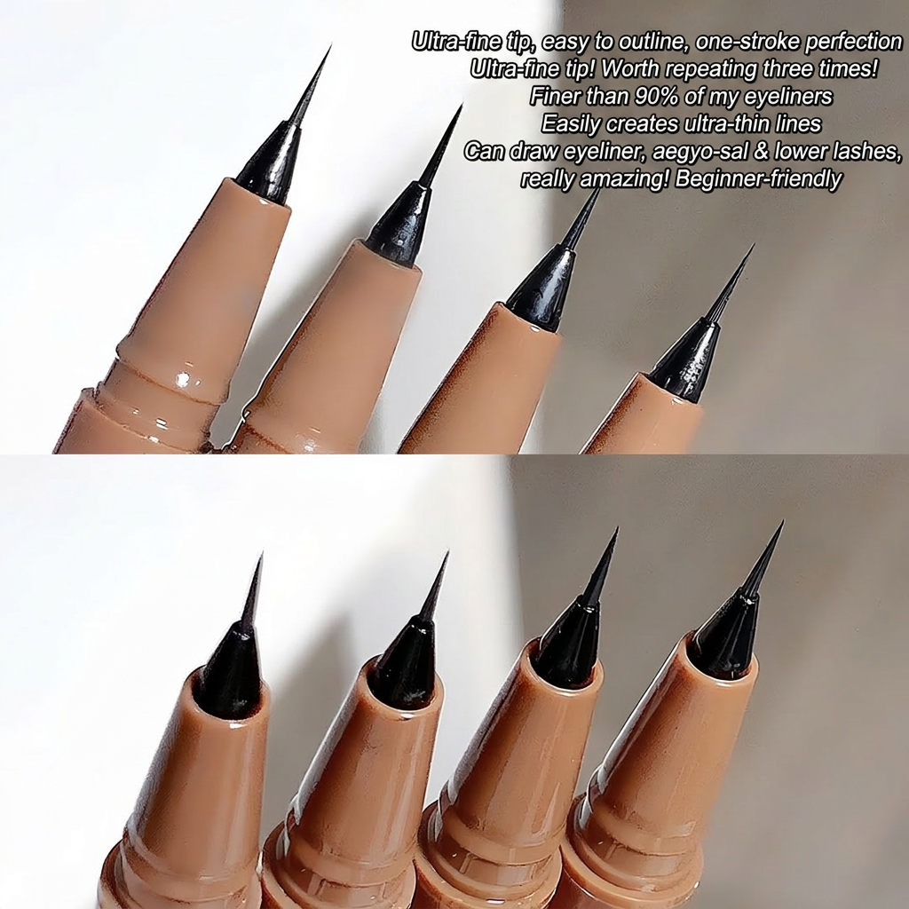 Eyeliner pens with black tips on a white background