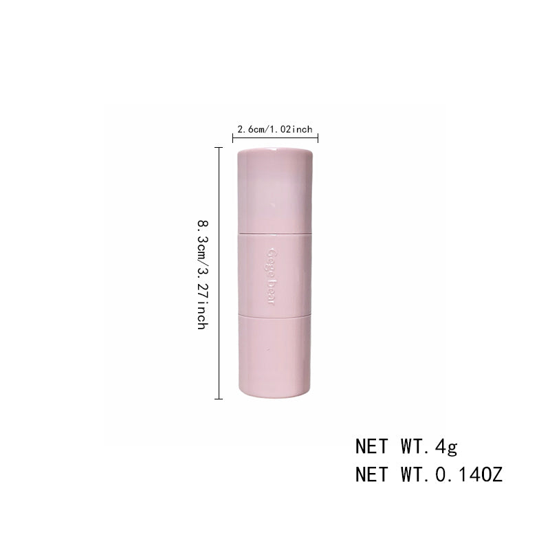 Pink lipstick with measurements and weight details on a white background