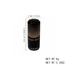 Black cylindrical container with measurements and weight details on a white background